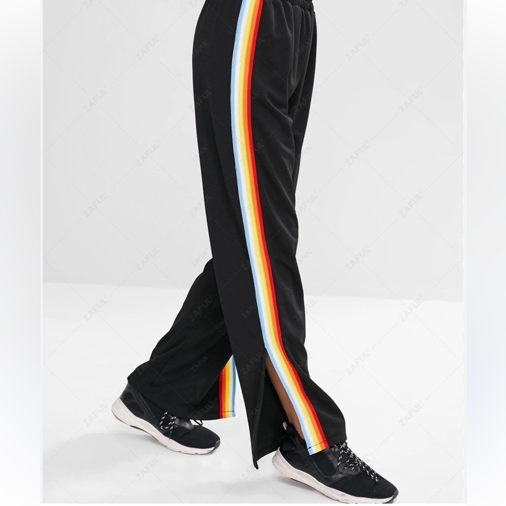 34. Aqua Casual wide-leg pants - Rainbow Stripe